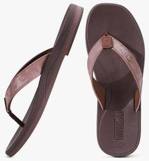 ONCAI Womens Flip Flops Comfortable Slip On Arch Support Brown Size 7, NIB